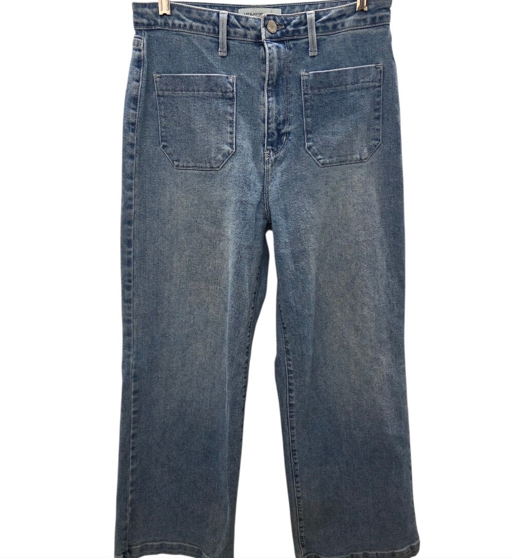 Just Black Denim Patch Pocket Wide Leg Jeans in Light Wash Denim Size 30